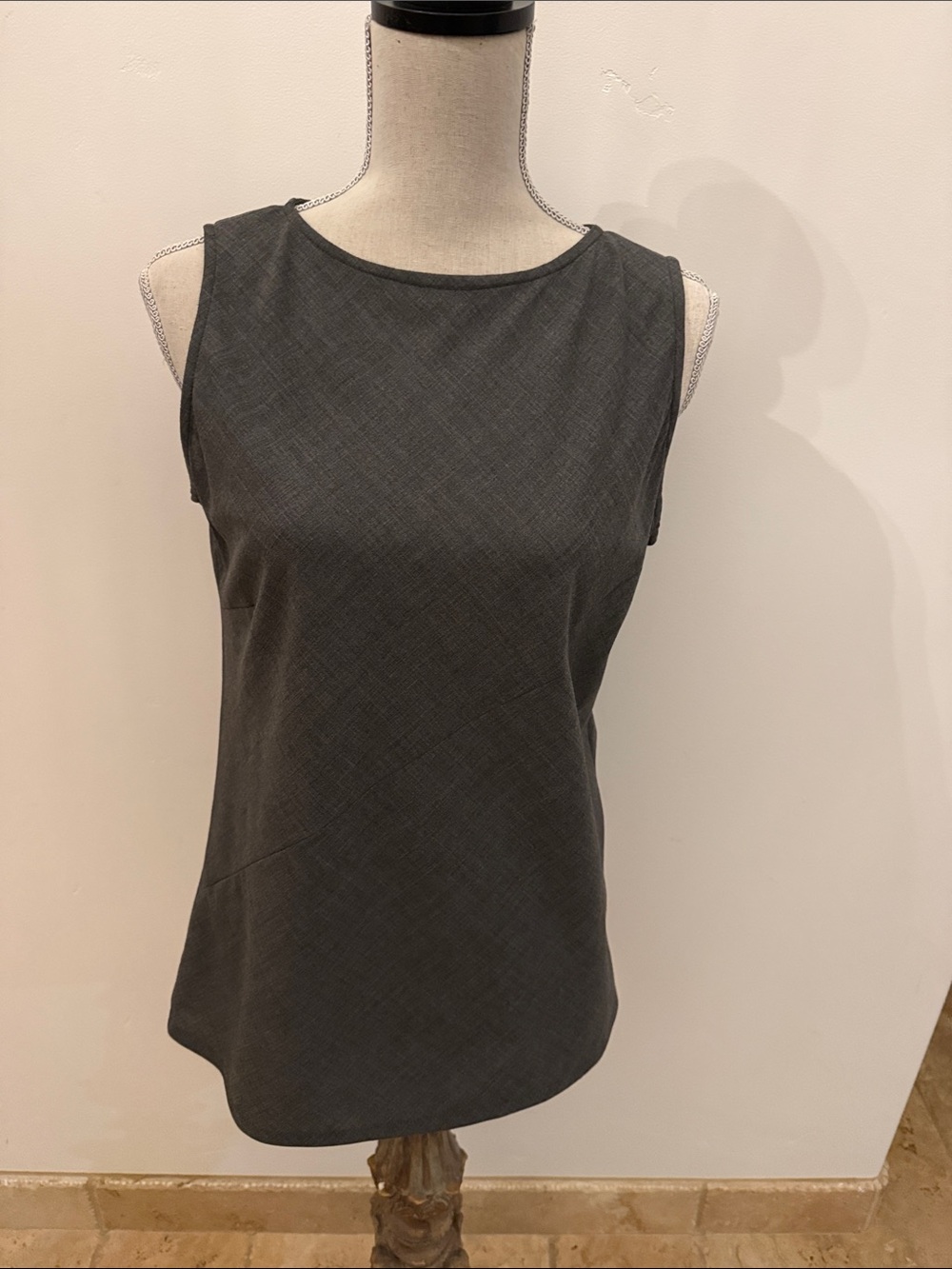 Piazza Sempione Sleeveless Crewneck Top in Charcoal
